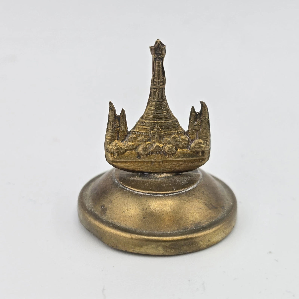 Thai Siam Brass Place Card Holders Set 10 Dancers Temples Elephants Vintage
