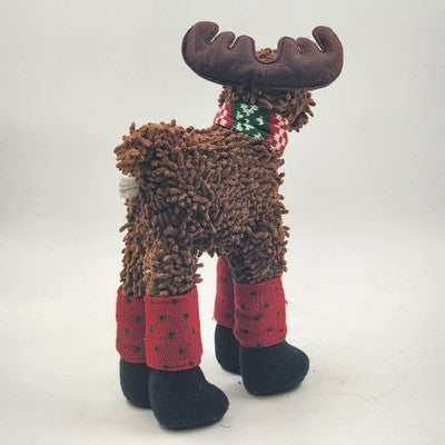 Plush Stuffed Animal Standing Moose Piercing Bling & Chain 14" Christmas Decor