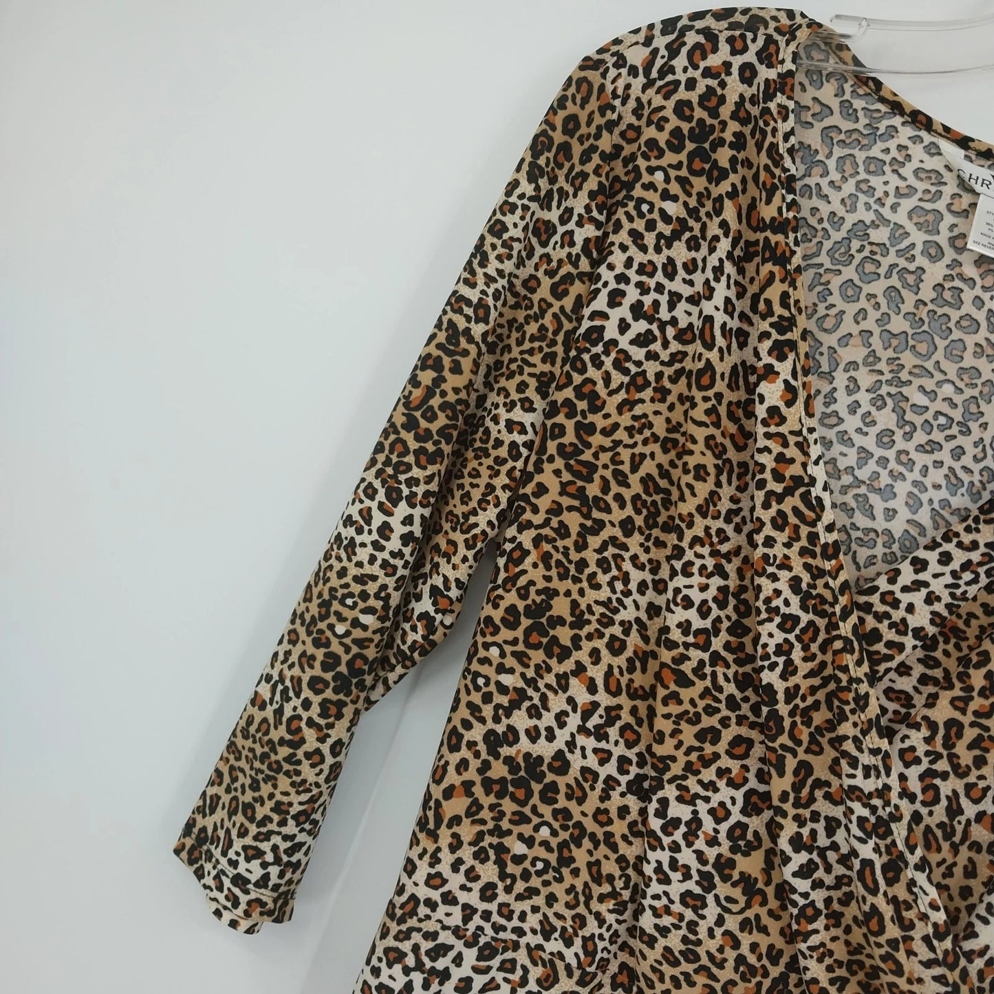 Christine Women's Leopard Faux Wrap Stretch Midi Dress Brown Black XL