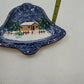 Cook's Bazaar Bell Shaped Plate 10x9" Holly Mountain Lodge Winter Scene Ceramic
