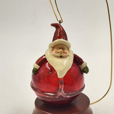 Red Blown Glass Round Santa Claus Hanging Ornament Christmas Holiday Motif 5"x3"