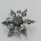 Silver Tone Snowflake Brooch Clear Rhinestone Starburst Fleur De Lis Pin Vintage