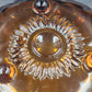 Indiana Glass Amber Sunflower Footed Fruit Serving Bowl 11x3.5" Vintage 1970s