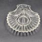 Clamshell Divided Crystal Glass Serving Dish 6"x1" 1950s Vintage