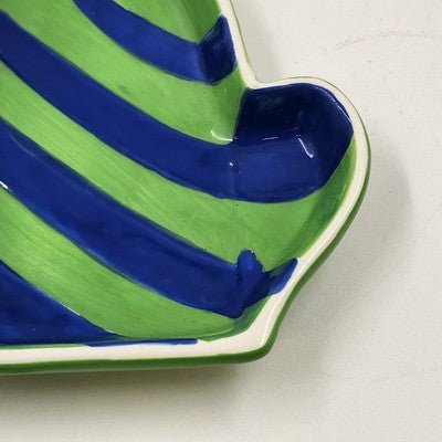 Holiday Home Green Blue Mitten Glove Trinket Dish Ceramic China 6"x1"