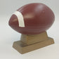 Ceramic Football Coin Bank Textured Sport Piggy Bank Brown on Pedestal Base 9.5"