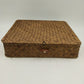 2 Seagrass Wicker Storage Baskets w/ Lids Flat Organizer Home Decor 13x11x3