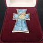 P Buckley Moss Millennium Cross Ceramic Pin Pendant Brooch 2" in Case 1999 Vtg
