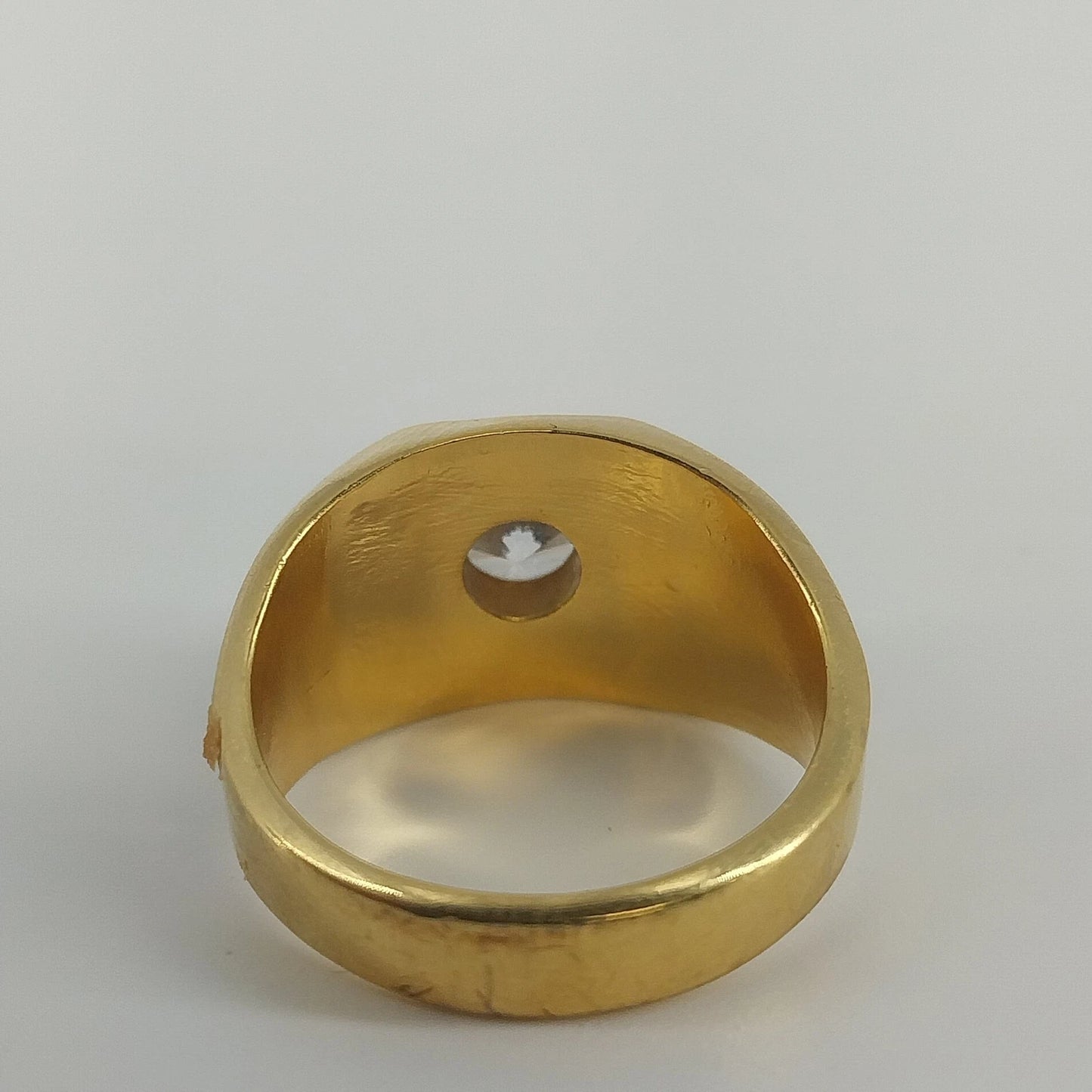 LIND Solitaire Ring 14K HGE CZ Gold Tone Men's Size 9 Statement Ring Vintage