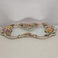 Large Capodimonte Porcelain Mirror Dresser Vanity Tray Roses Hour Glass Shape - Chipped Petal