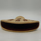Pottery Napkin Holder Flying Winged Dog Motif Beige Brown Fan Shape 6.5" Repair