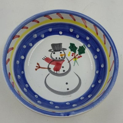 Soup Cereal Bowl Present Tense Snowman Italy Home Artsy Christmas 5.75 Pottery