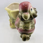 Hull Pottery #60 Planter Parrot Bird Flower Cart Pink Green Ceramic USA MCM