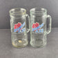 2 Super Bowl XXI Glass Stein Beer Mugs Fisher Nuts 1987 Rose Bowl Giants Broncos