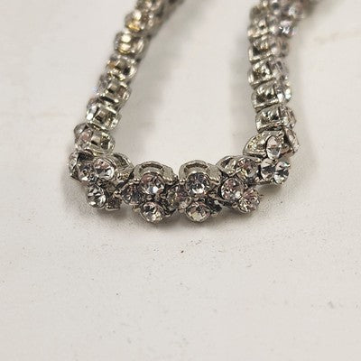 Silver Tone Faceted Crystal Clear Rhinestone Tennis Bracelet Vintage 6"