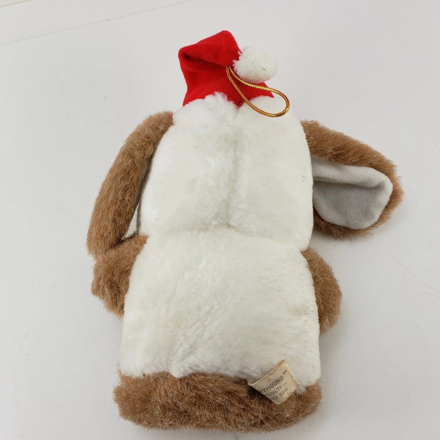 Greyhound Plush Dog 1980 Christmas Brown White Floppy Ear Puppy Stuffed Toy