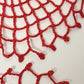 4 Red Square Doily 16" Crochet Lace Butterfly Rounded Valentine BOHO Table Scarf