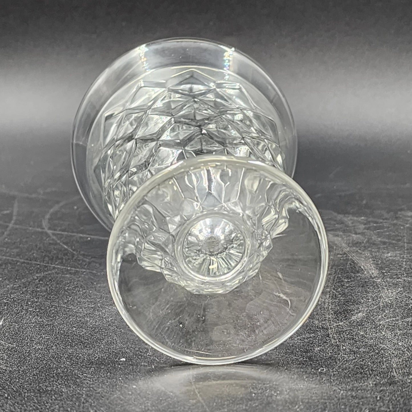 6 Fostoria American Clear Ice Tea Glasses Cubist Design Footed Pedestal Vintage