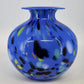 Vetrai Italian Glass Vase Blue Stretch Confetti Hand Blown Centerpiece