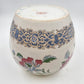 Large Macau Ginger Jar Vase 8"x9.5" Hand Painted Pink Blue Floral White VTG