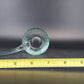Hand Blown Glass Punch Bowl Ladle Green Tint Curved Handle 9in Large Dipper Vtg