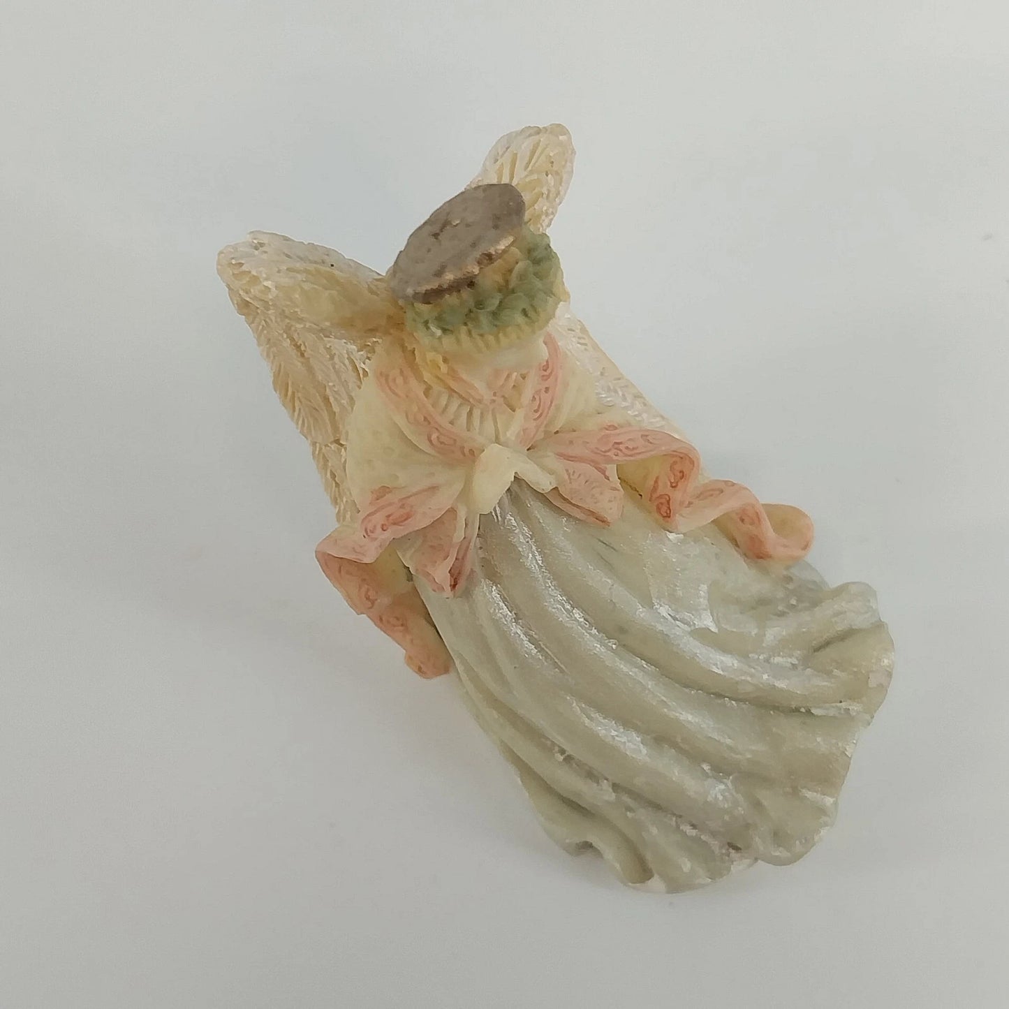 Praying Angel White Pink Resin Figurine Textured Halo 5" United Design Corp USA