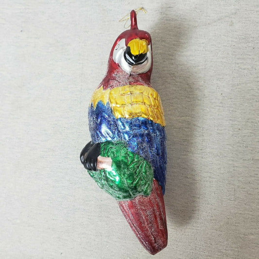 Christopher Radko Blue Amazon Christmas Ornament 7½" Parrot Molded Glass '99