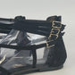 Forever 21 Black Jelly Strappy Flats Sandals Womens Size 8 Triple Buckle Ankle