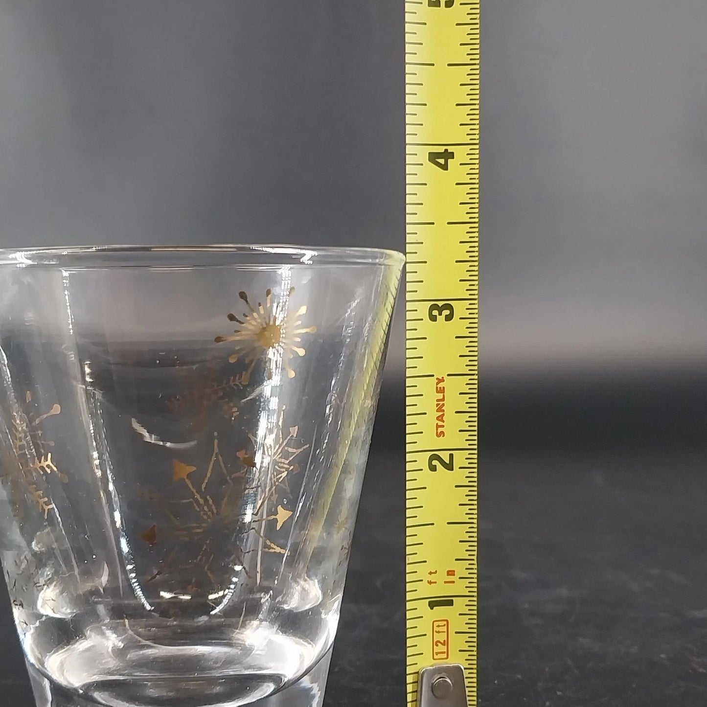 Vintage Libbey Granada Shot Glass Set Atomic Gold Starburst MCM