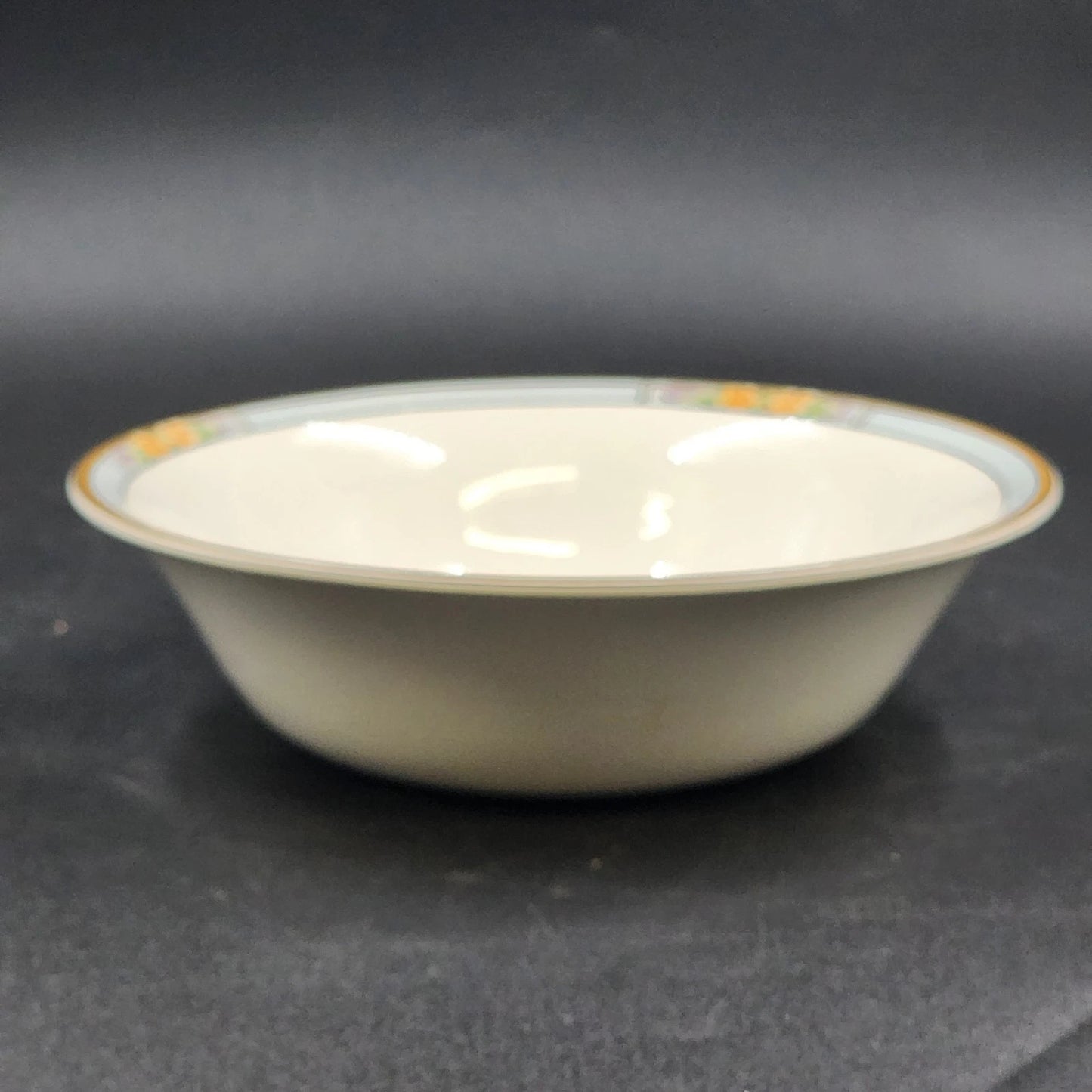 Nebraska Blue Round Vegetable Bowl 8" England Blue Rim Flower Accent J&G Meakin