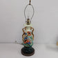 Hand Painted Urn Table Lamp Floral Pansy Gold Trim 30 Inch Vintage