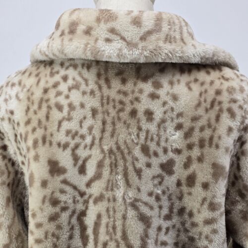 Dennis Snow Leopard Faux Fur Coat Medium Dennis Basso Mid Length Pockets Lined