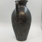 Black Pottery Vase Incised Floral Double Handle Amphora Urn 14" Unmarked