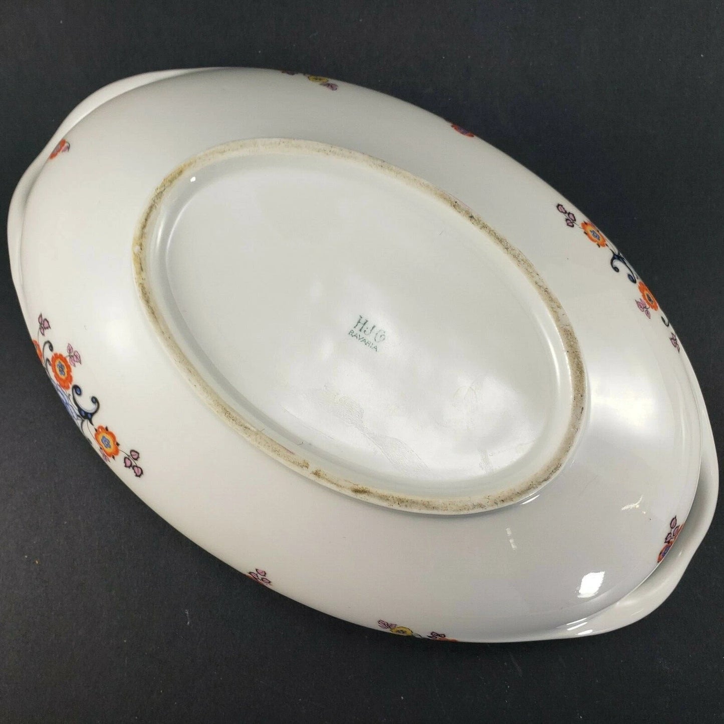 Covered Vegetable Oval Serving Dish Floral Porcelain H J Co Bavaria Antique