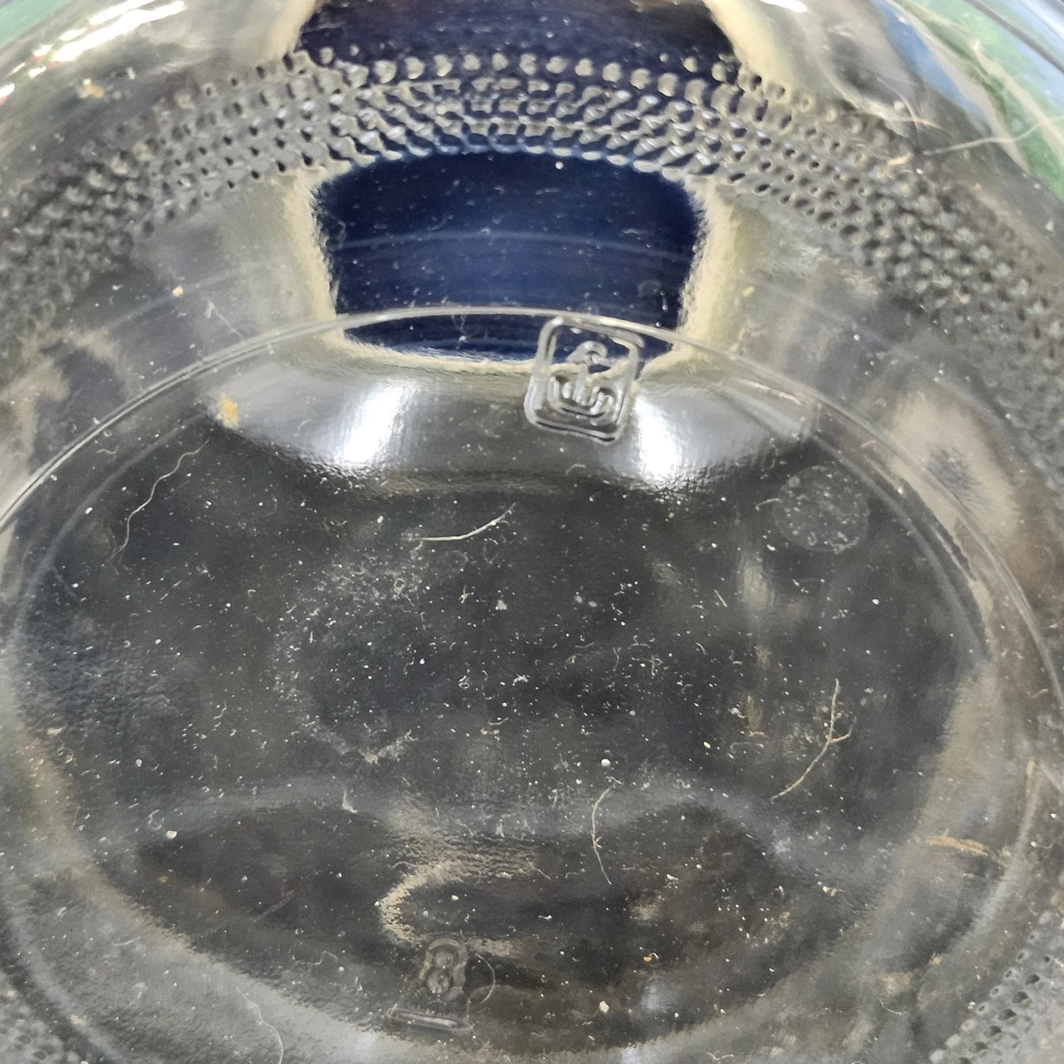Anchor Hocking Nina Farm Scene Sheep Glass Canister Blue Lid 1982 Vintage