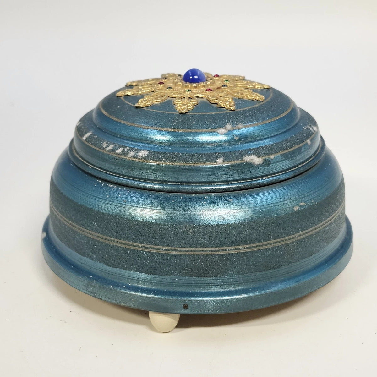 Betty Lou Blue Musical Powder Puff Vanity Make Up Box 5.5" Jack Connie New York
