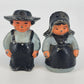 Amish Couple Salt & Pepper Shakers Cast Metal Figural Cork Stopper Country Farm