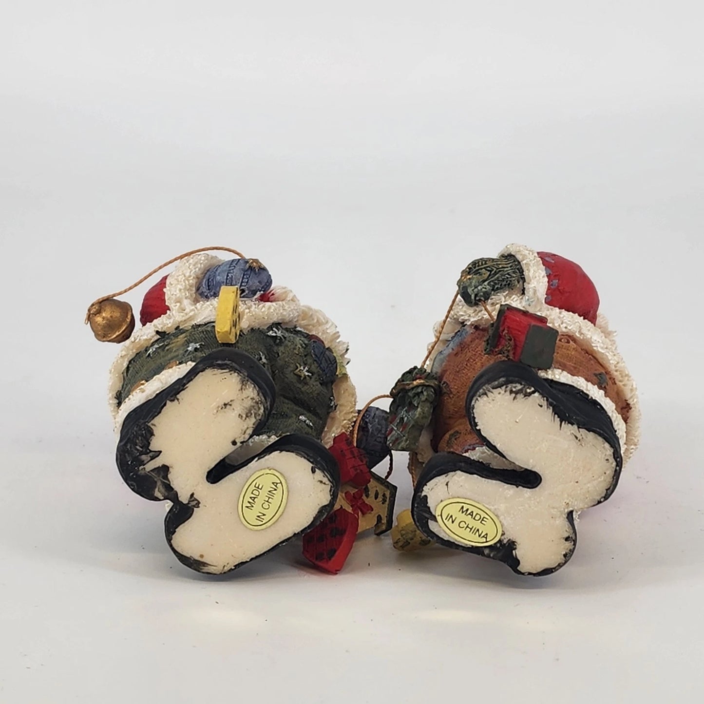 Vintage Don Mechanic Resin Santa Figurines Set Birdhouse Tree