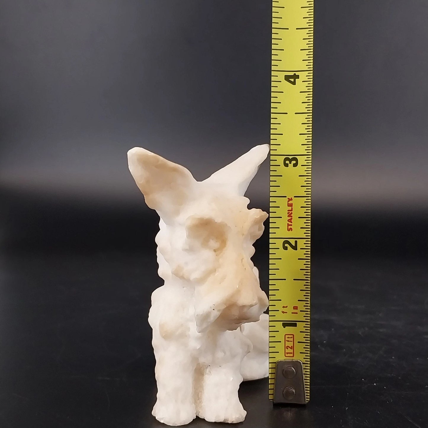 Hand Carved Stone Scottish Terrier Figurine White Scotty Dog 4.5" Animal