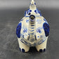 Vintage Blue & White Porcelain Elephant Teapot with Lid – Small Asian-Style Ceramic Tea Pot, Hand-Painted Floral Design