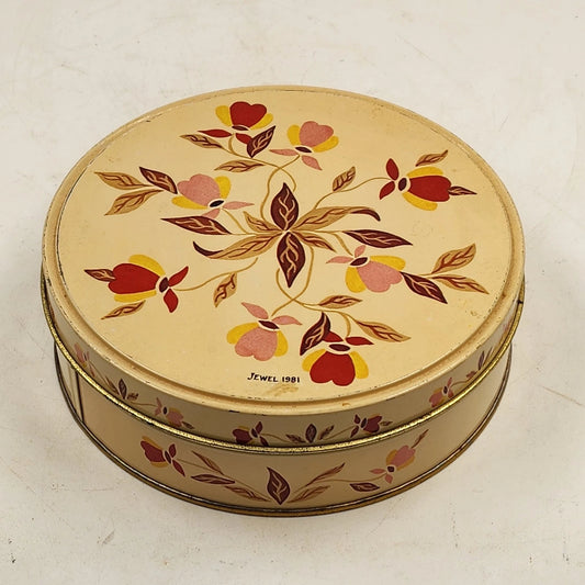 Autumn Leaf Round Fruitcake Tin 7" x 2" Deep Hall China Jewel Tea Collectible