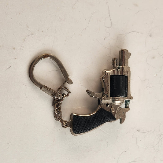 Minature Colt Cap Gun Keyring Chain Vintage Toy Pistol Revolver Steel