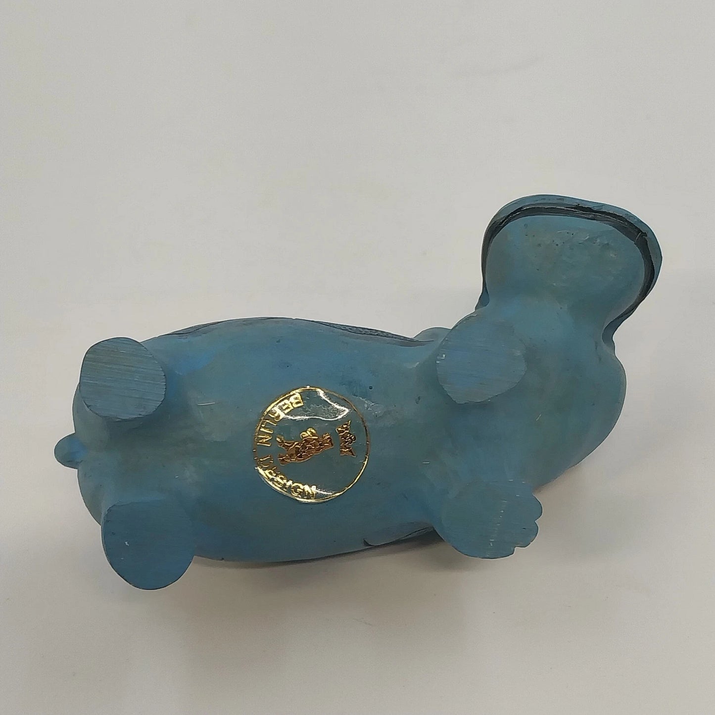 Berlin Design Blue Hippopotamus Pottery Figurine Egyptian Art William Hippo 4"