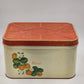 Cheinco Metal Tin Bread Box 13.5x9.5x8"h Strawberries & Leaf Red Lid Vintage MCM