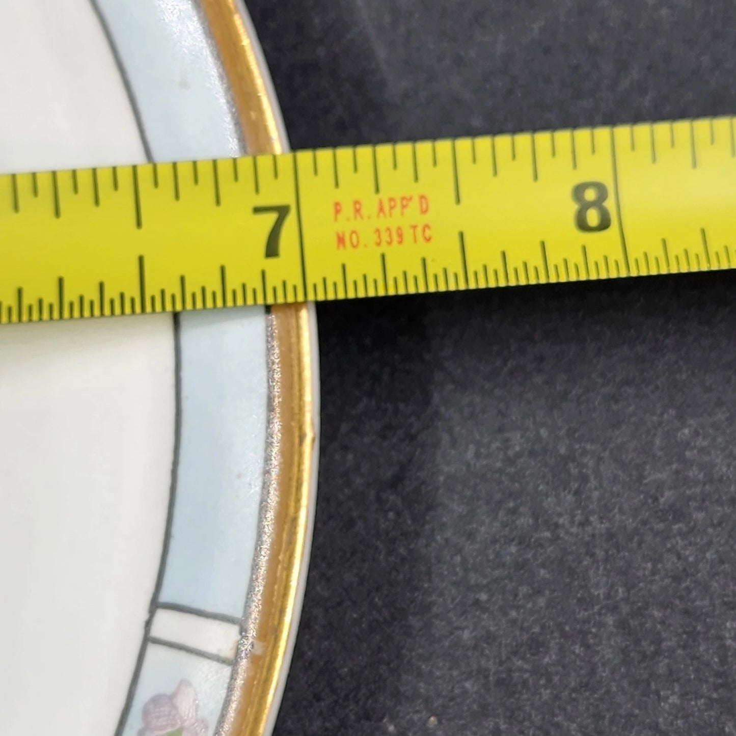 6 Nebraska Blue Dessert Pie Plates 7" England Blue Rim Flower Accent J&G Meakin