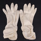 Women's White Stretch Dress Gloves Ruched Wrist Formal Wedding Tea Length Vtg