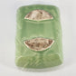 Majolica Rectangular Planter Green & Cream Embossed Leaf Design Two Tone 6.5"