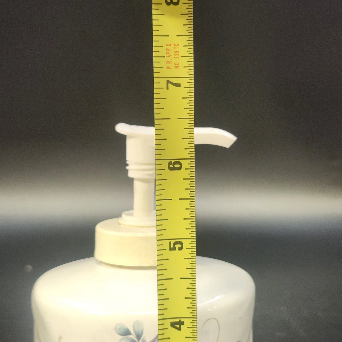Pfaltzgraff April Soap Lotion Pump Dispenser 6.5" Ceramic Floral Basketweave Vtg