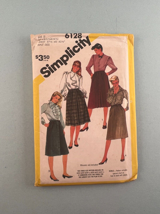 Simplicity 6128 Vintage Sewing Pattern '83 Women's Half Size Skirts 20½ - 24½