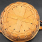 Longaberger Handwoven Button Basket w Leather Handles 6.5" Classic Stain 1997
